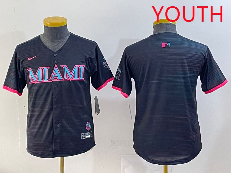 Youth 2025 Miami Marlins Blank Black Joint Name Nike MLB Jersey style 1->youth mlb jersey->Youth Jersey